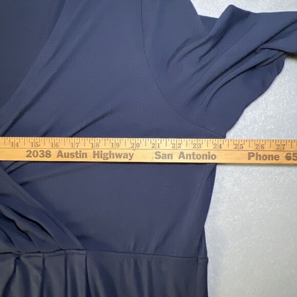 Lands End Knit Dress Womens Size 2X (20W-22W) Navy Blue 3/4 Sleeve Cross Front - Picture 10 of 10